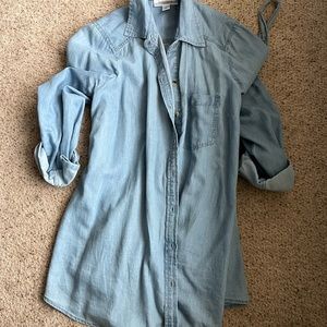 Denim maternity shirt dress